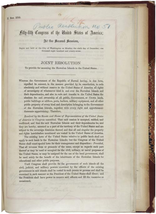 Joint Resolution to Annex Hawaii